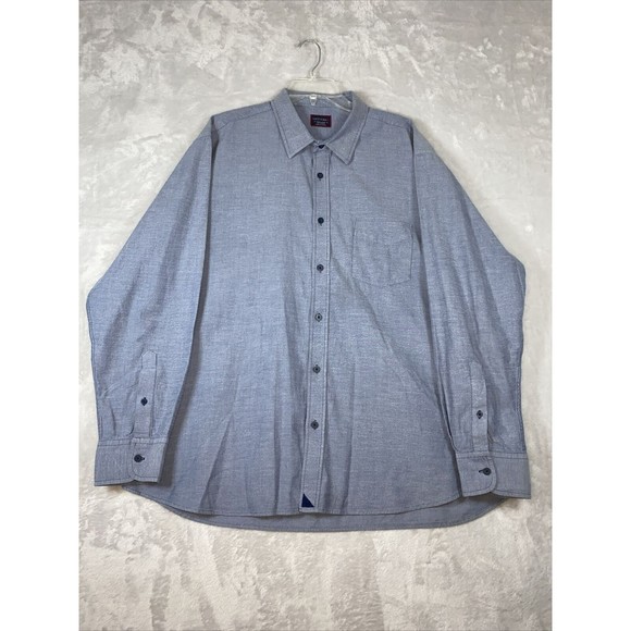 Untuckit‎ Shirt Mens 3XL XXL Blue Long Sleeve Button Up Casual  Chest Pocket - Picture 1 of 8